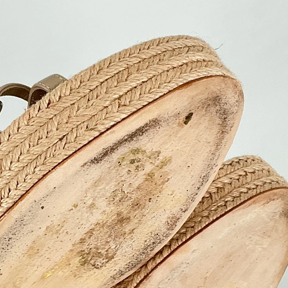 Paige Size 10 Strappy Espadrille Wedge Sandals Tan‎ Leather Neutral Boho Marlowe